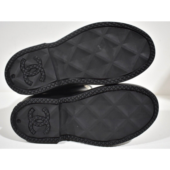 Chanel REV Black White Caoutchouc CC Logo High Pull On Rubber Rain Boots 39 - Picture 12 of 12